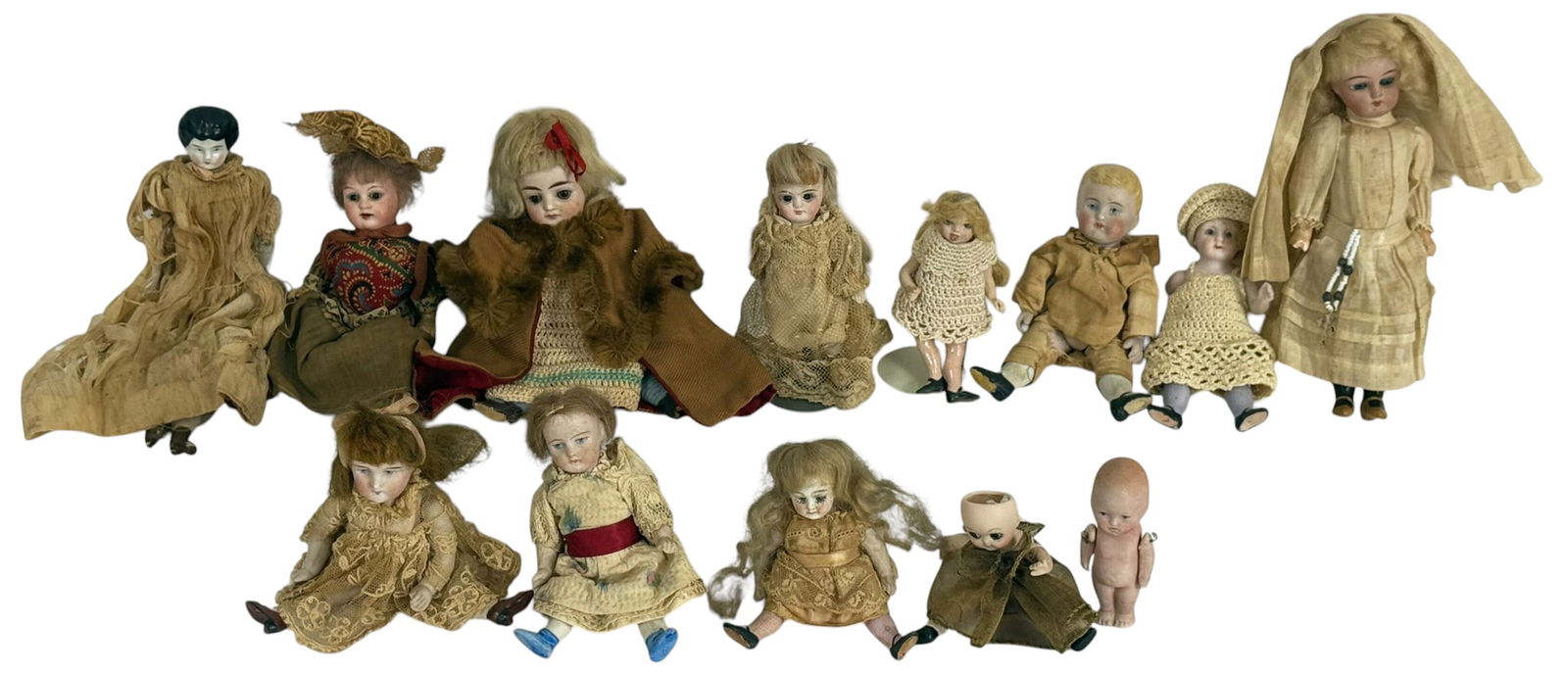 Antique Estate Bisque & Porcelain Dolls 13pc LOT (1 of 6)