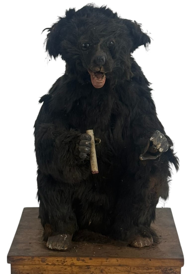 Antique Mechanical Smoking Bear Automaton 18" H (1 of 7)