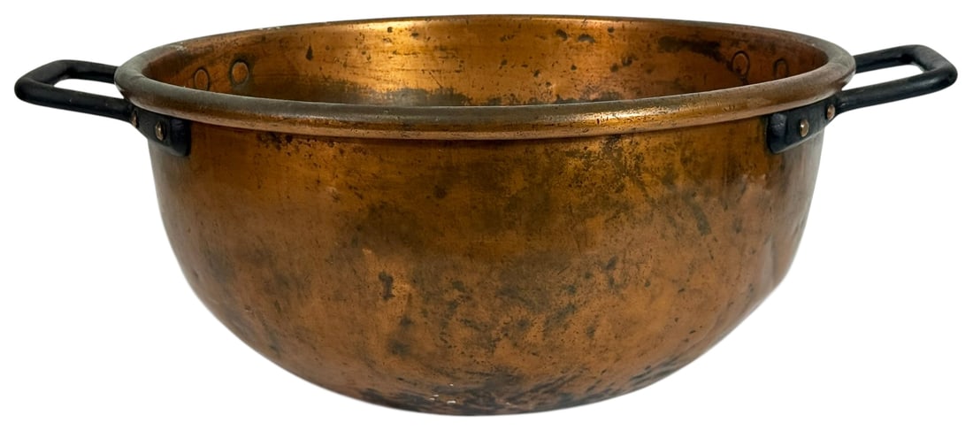 Large Vintage Copper & Cast Iron Candy Kettle Pot (1 of 9)