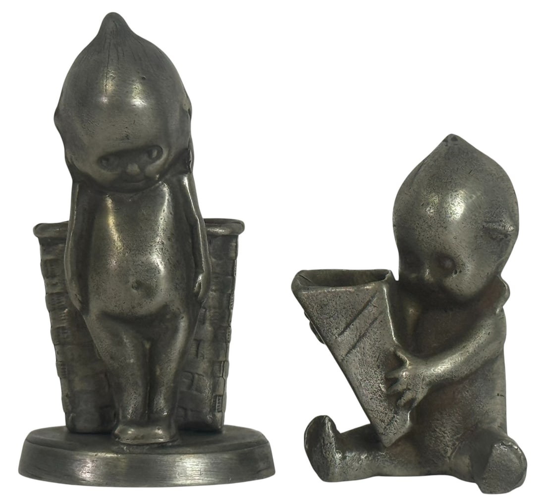 Rose O'Neill Style Pewter Kewpie Figurines 2pc LOT (1 of 7)