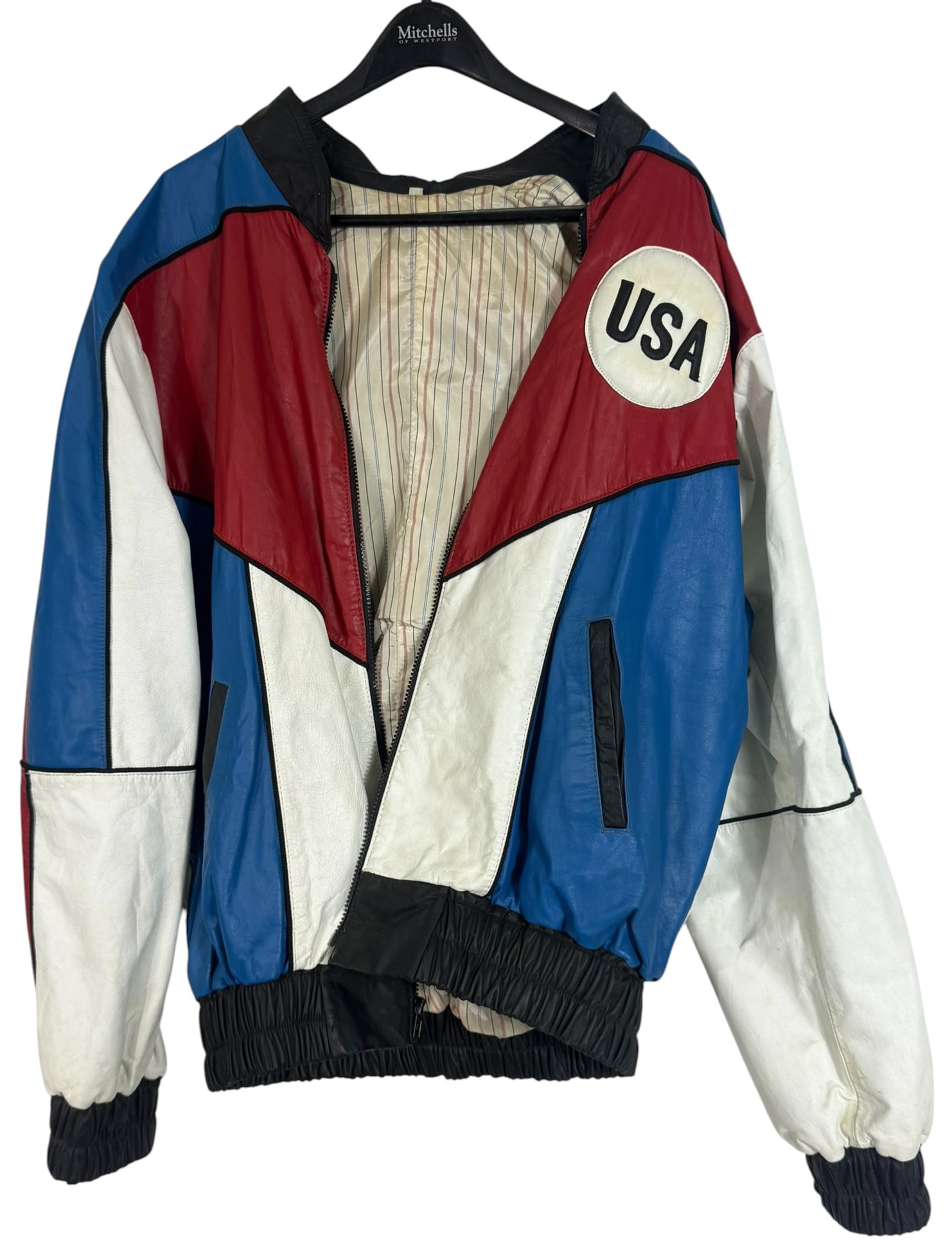 Vintage USA Colorblock Leather Bomber Jacket (1 of 5)