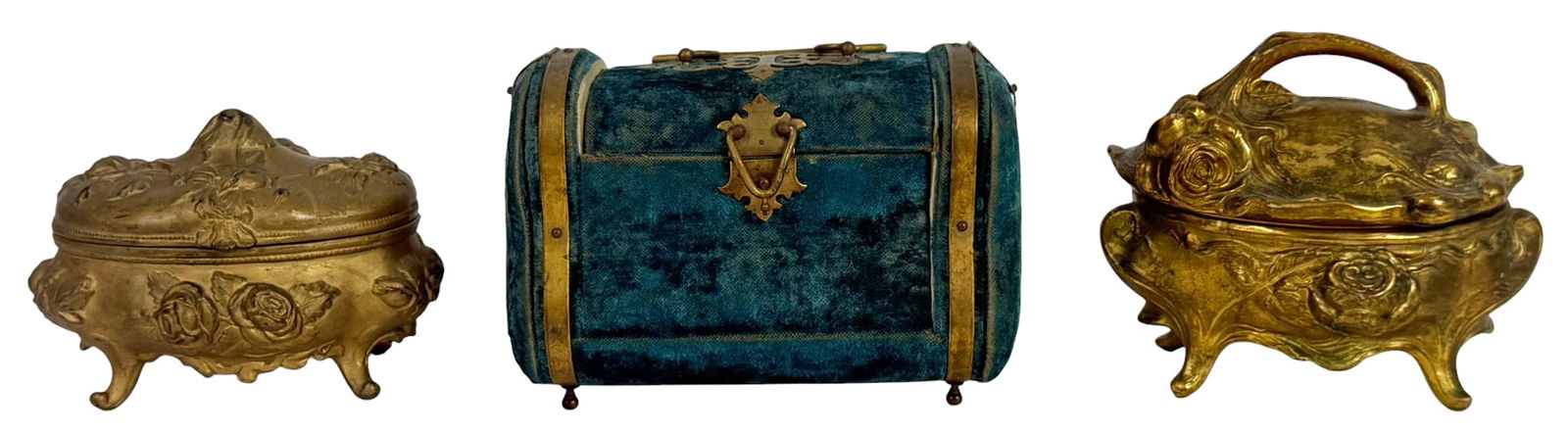 Nouveau-Style Jewelry Caskets & Velvet Travel Case (1 of 9)