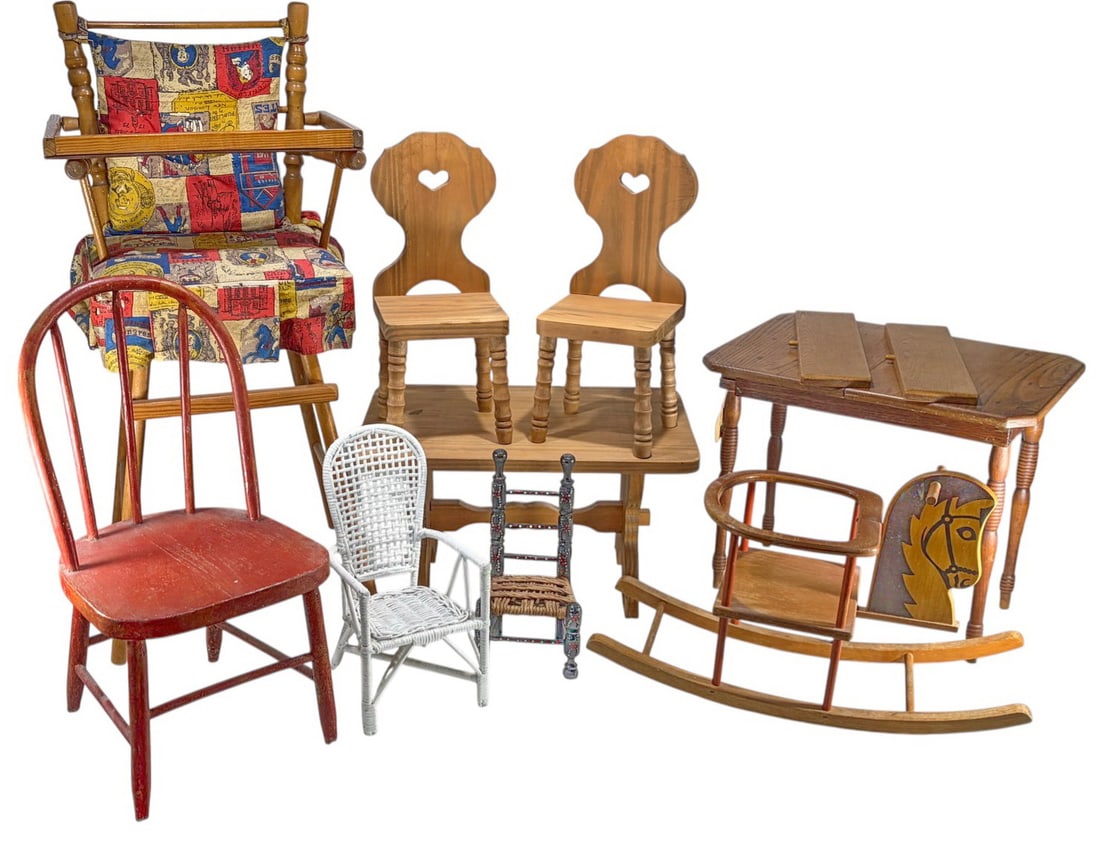 Vintage Assorted Miniature Chairs & Tables 9pc LOT (1 of 7)