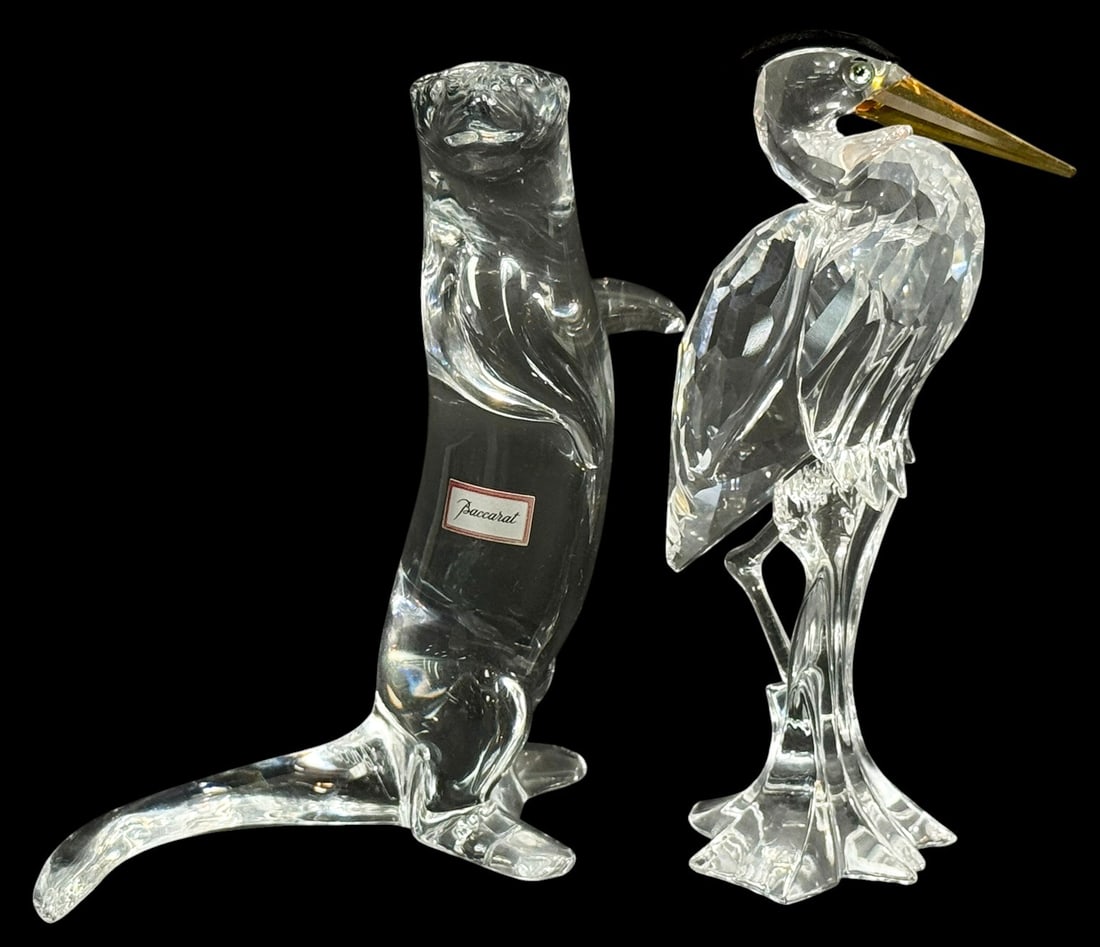 Baccarat Otter & Swarovski Heron Crystal Figurines (1 of 6)