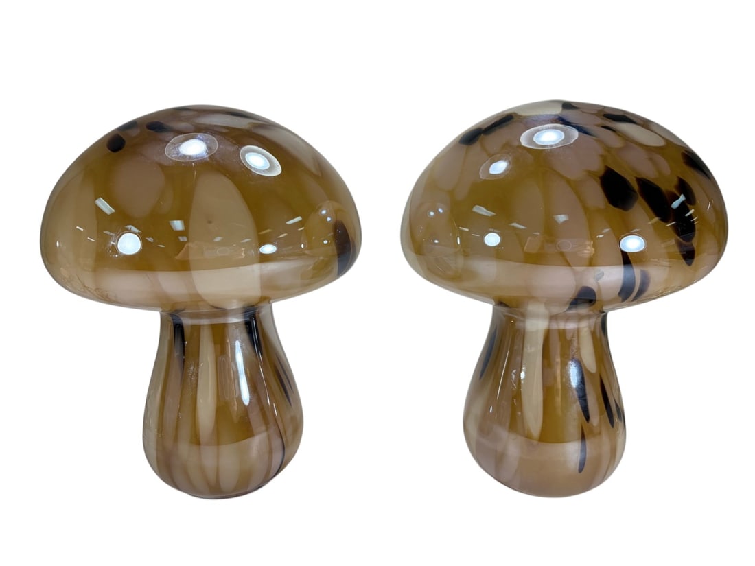 Italian Hand Blown Glass Mushroom Lamps 2pc LOT (1 of 5)