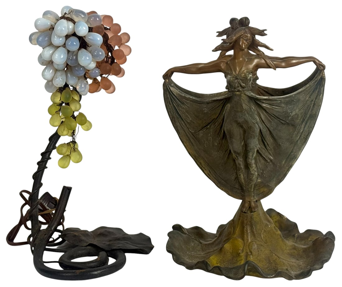 Nouveau-Style Dancer Sculpture & Grapevine Lamp (1 of 9)