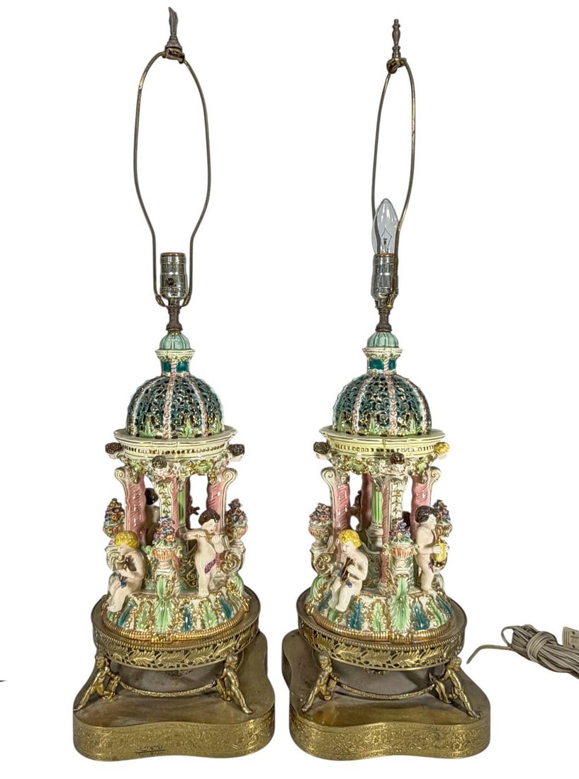 Pair of Capodimonte Style Porcelain Table Lamps (1 of 5)
