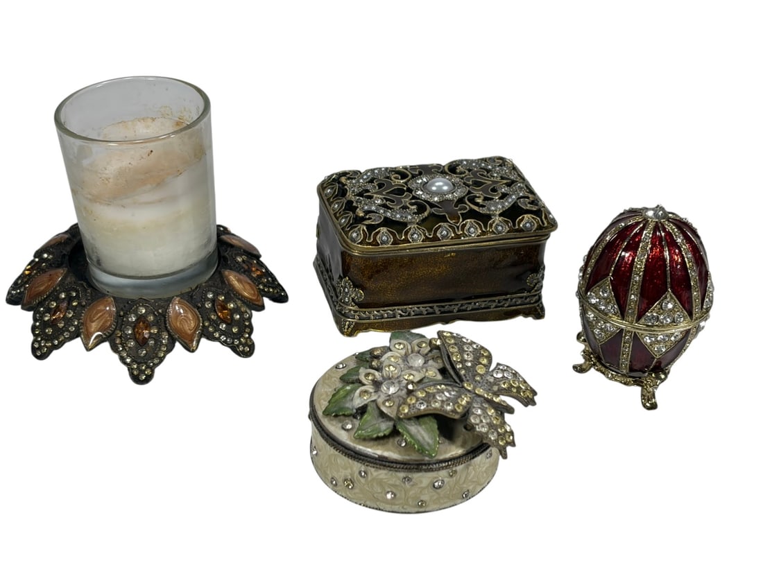 Jay Strongwater Style Jeweled Trinket Boxes 4pcs (1 of 8)