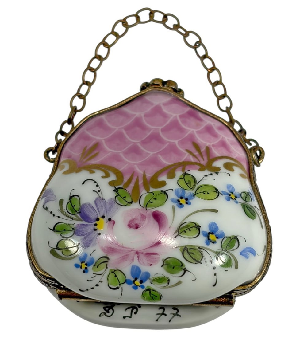 Limoges France Handbag Hand-Painted Trinket Box (1 of 5)