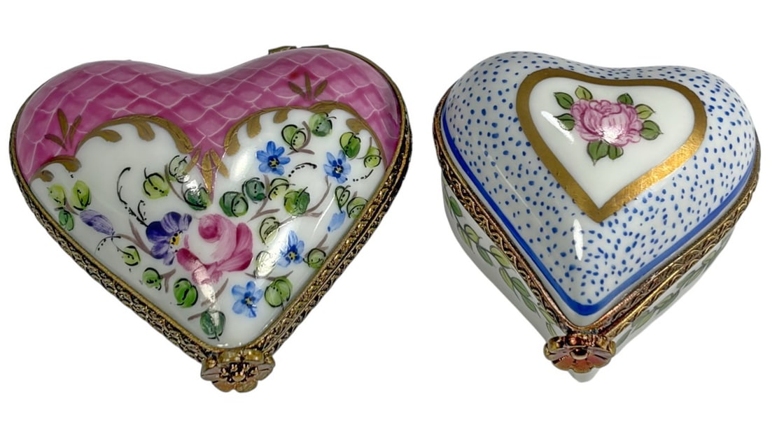 Limoges France Hand-Painted Hearts Trinket Box 2pc (1 of 4)