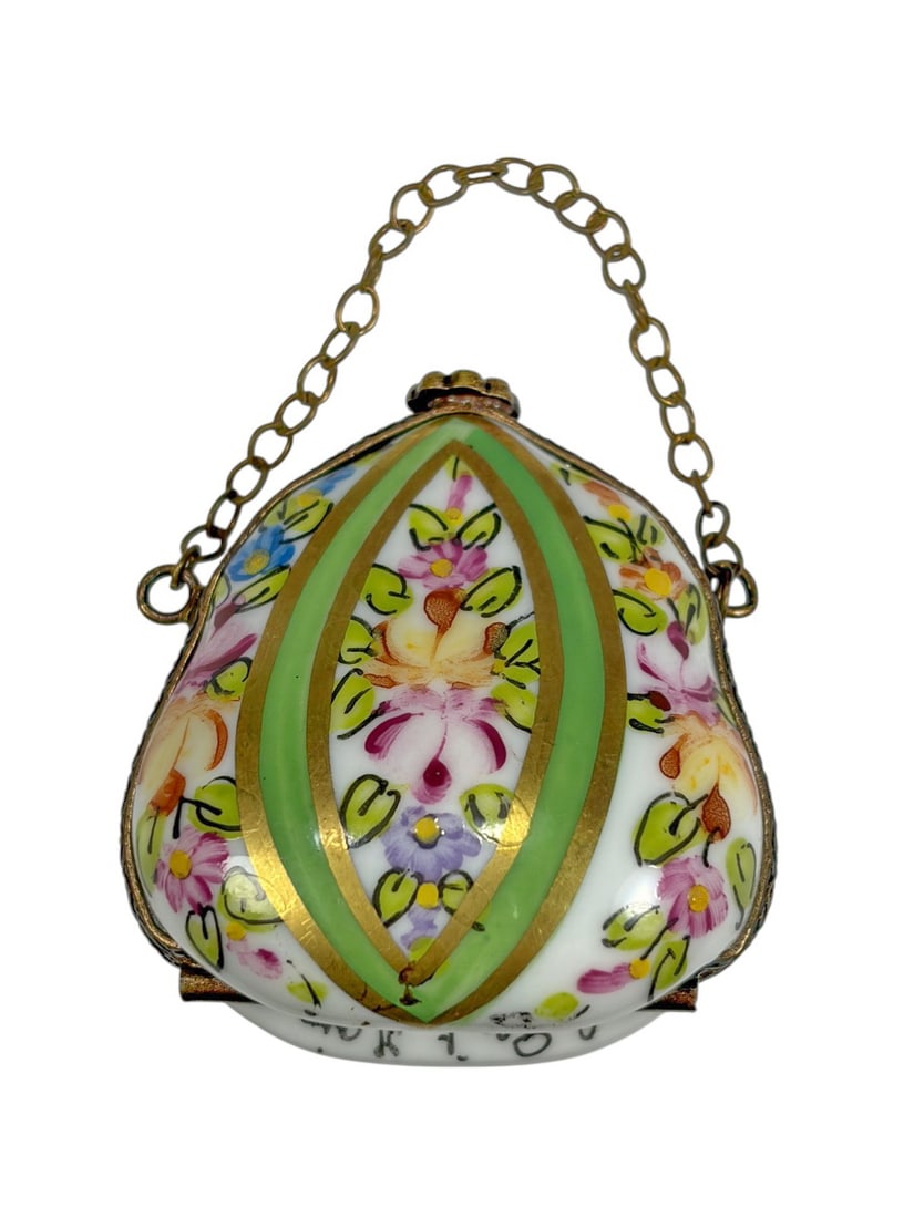 Limoges France Hand-Painted Handbag Trinket Box (1 of 5)