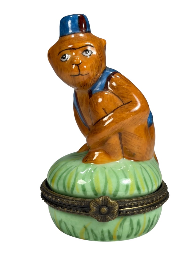 Limoges France Hand-Painted Monkey Trinket Box (1 of 5)