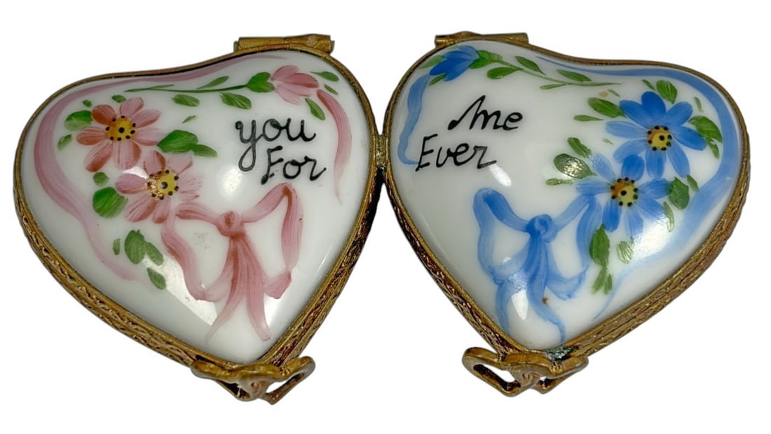Limoges Hand-Painted Double Heart Trinket Box (1 of 5)