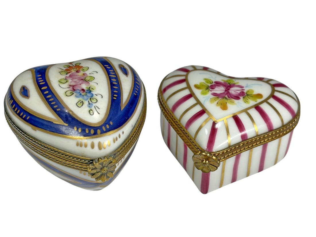 Limoges France Hand-Painted Hearts Trinket Box 2pc (1 of 4)