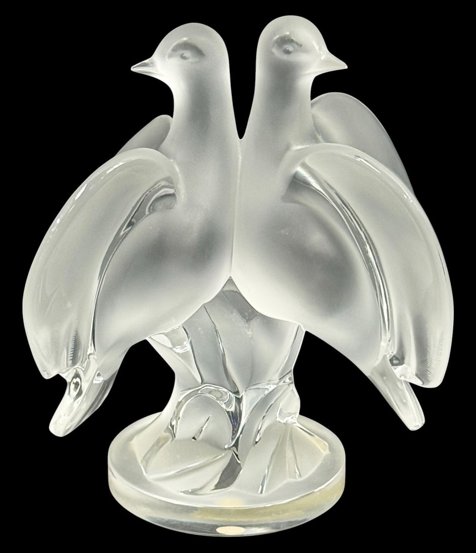 Lalique 'Ariane' Crystal Double Dove Sculpture (1 of 5)