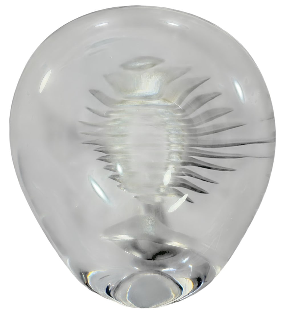 Lead Crystal Art Glass Optical Paperweight SIGNED (1 of 5)