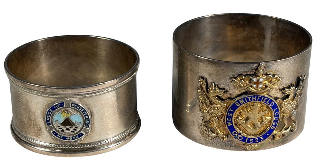 Antique English Masonic Silver Napkins Rings 2pcs (1 of 5)