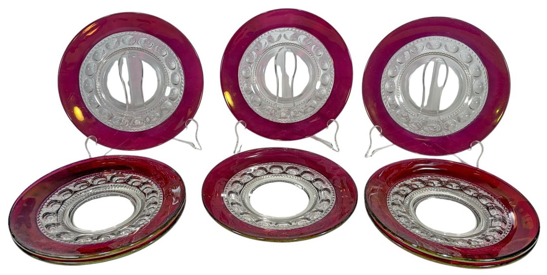 VTG Tiffin Kings Crown Ruby Glass Dishes 8pc LOT (1 of 5)