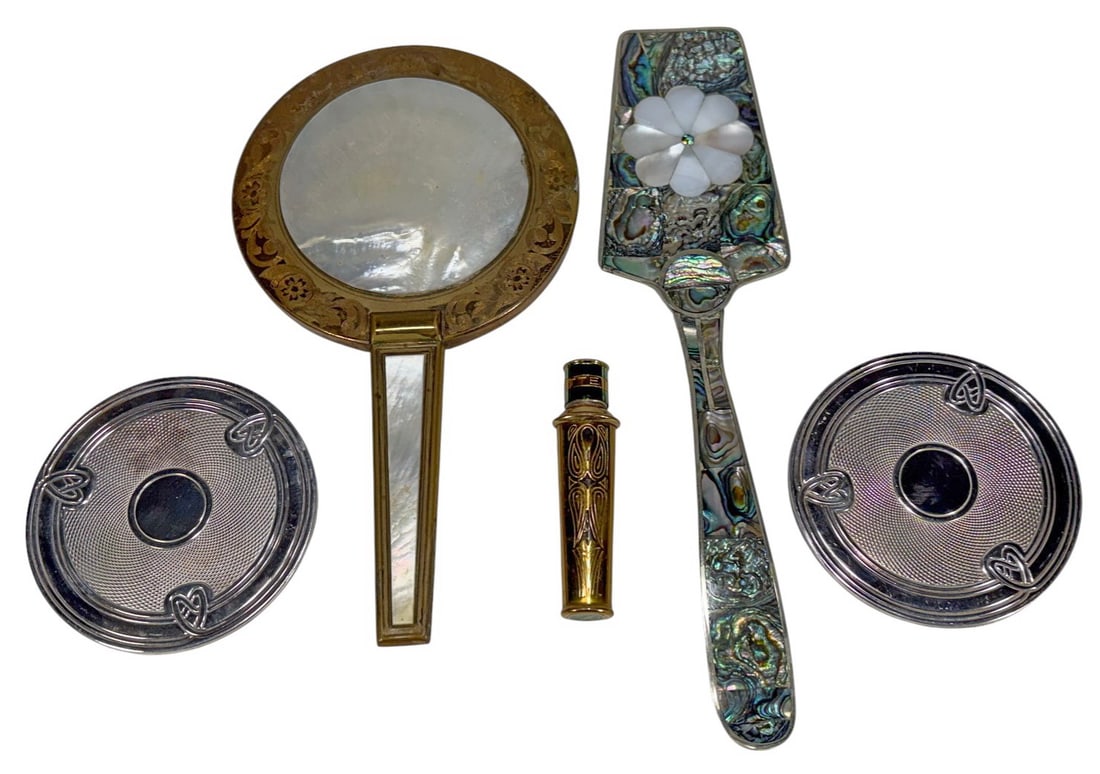 Christofle Coaster Fabergette MOP Mirror 5pc LOT (1 of 10)