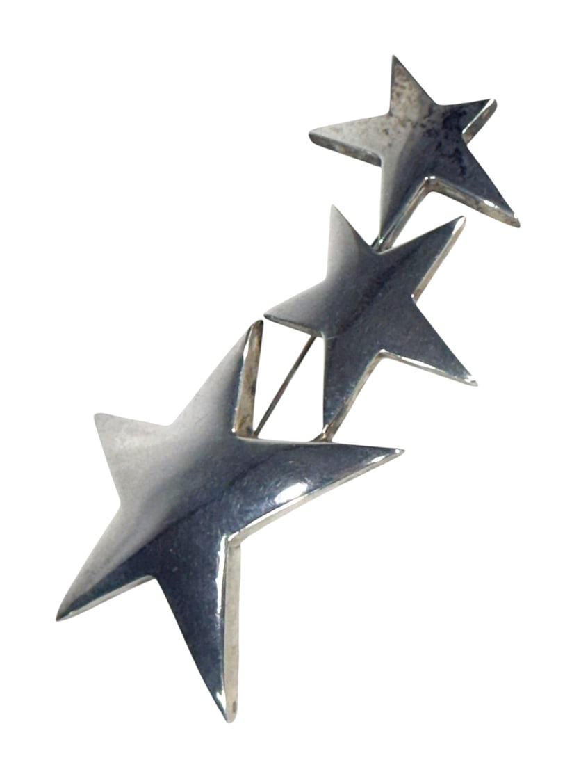 Vintage Sterling Silver Triple Star Bar Pendant (1 of 2)