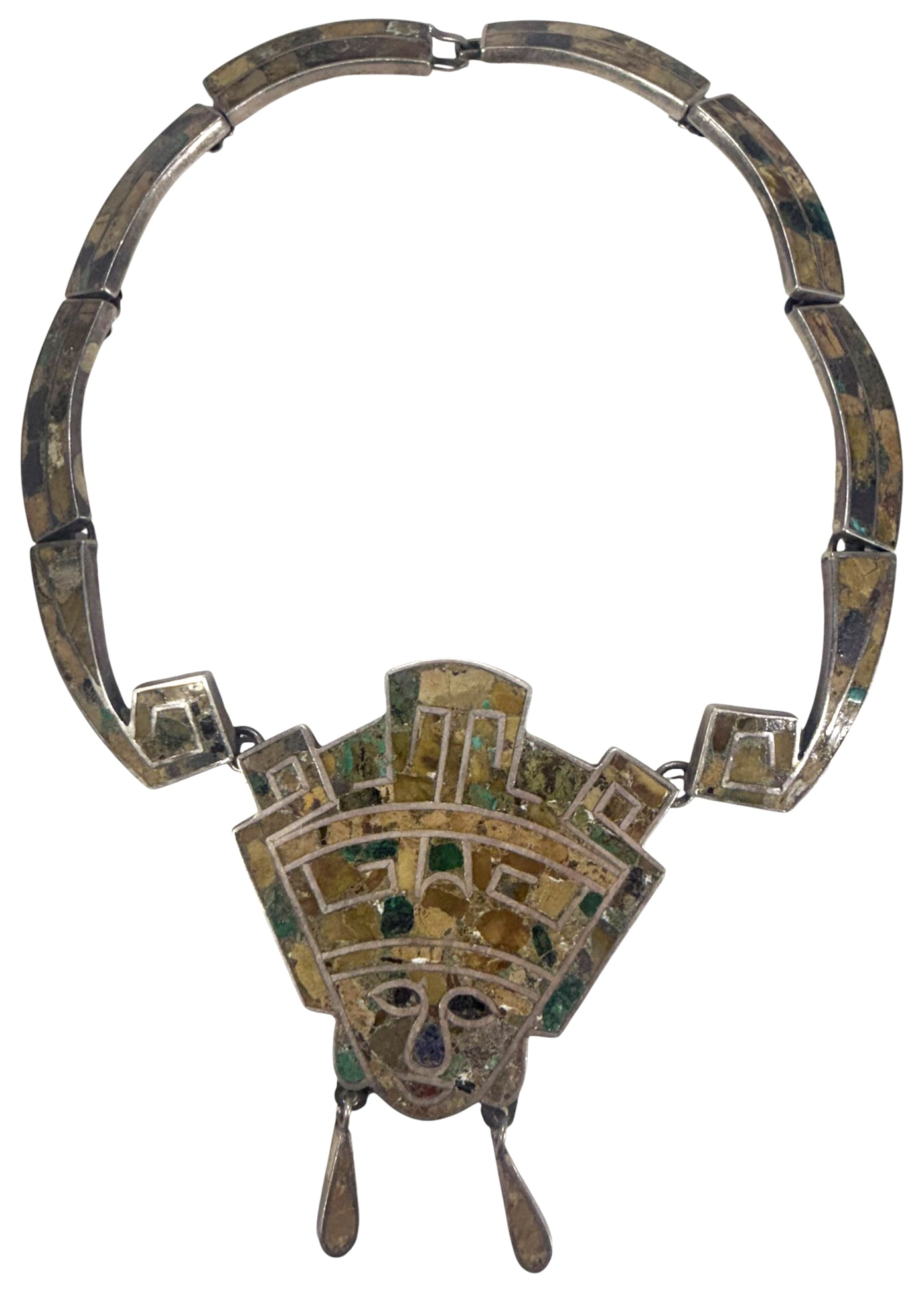 Taxco Mosaico Azteca Silver Inlay Collar Necklace (1 of 8)