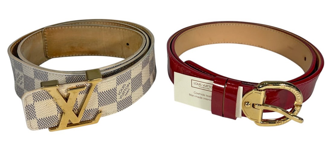 Louis Vuitton Style Santur & Damier Azur Belts 2pc (1 of 5)