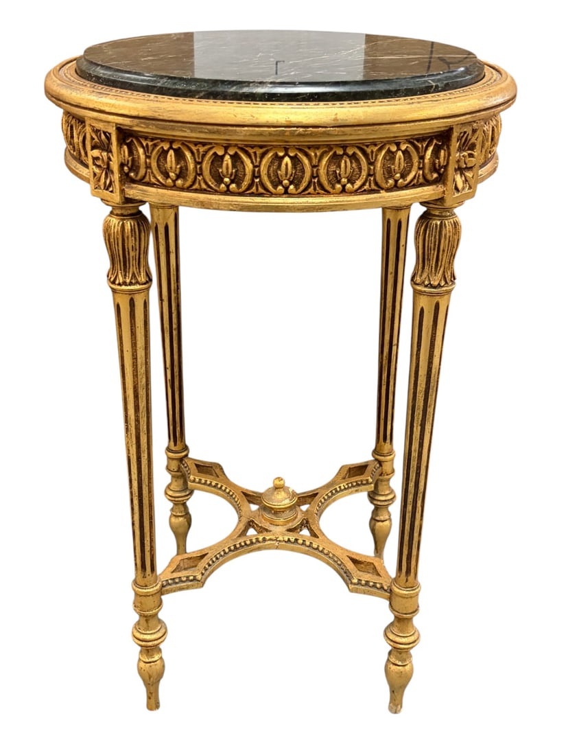 Louis XVI Style Giltwood & Marble Top Round Table (1 of 6)