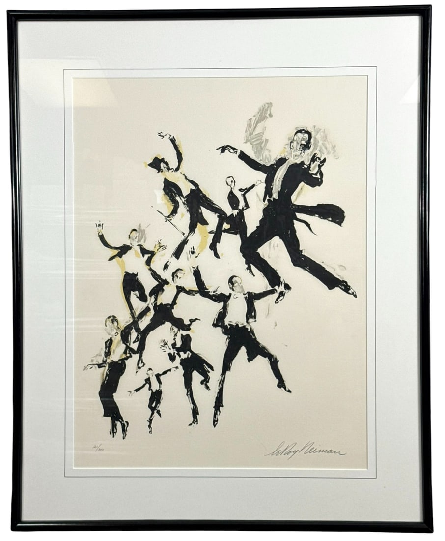 LeRoy Neiman 'Fred Astaire' L/E Lithograph SIGNED: LeRoy Neiman (American, 1921 - 2012) limited edition lithograph on paper titled 'Fred Astaire.' Featuring the legendary dancer in a whirlwind of motion, rendered in black, gray, and yellow tones. The