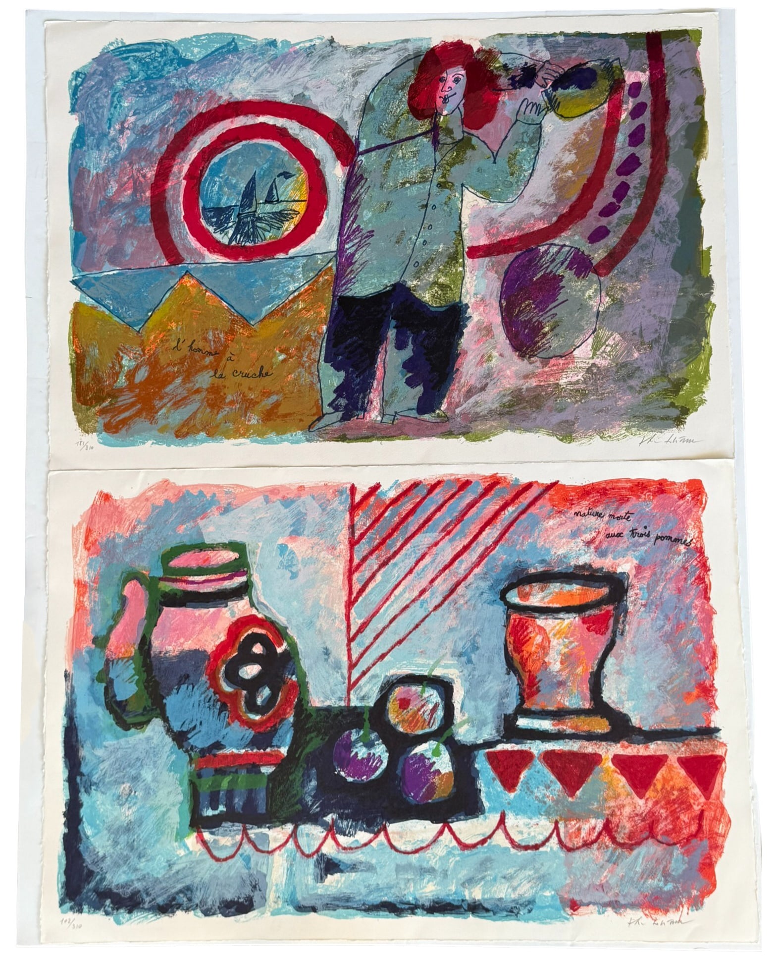 Theo Tobiasse L/E Color Lithographs SIGNED 2pc LOT (1 of 13)