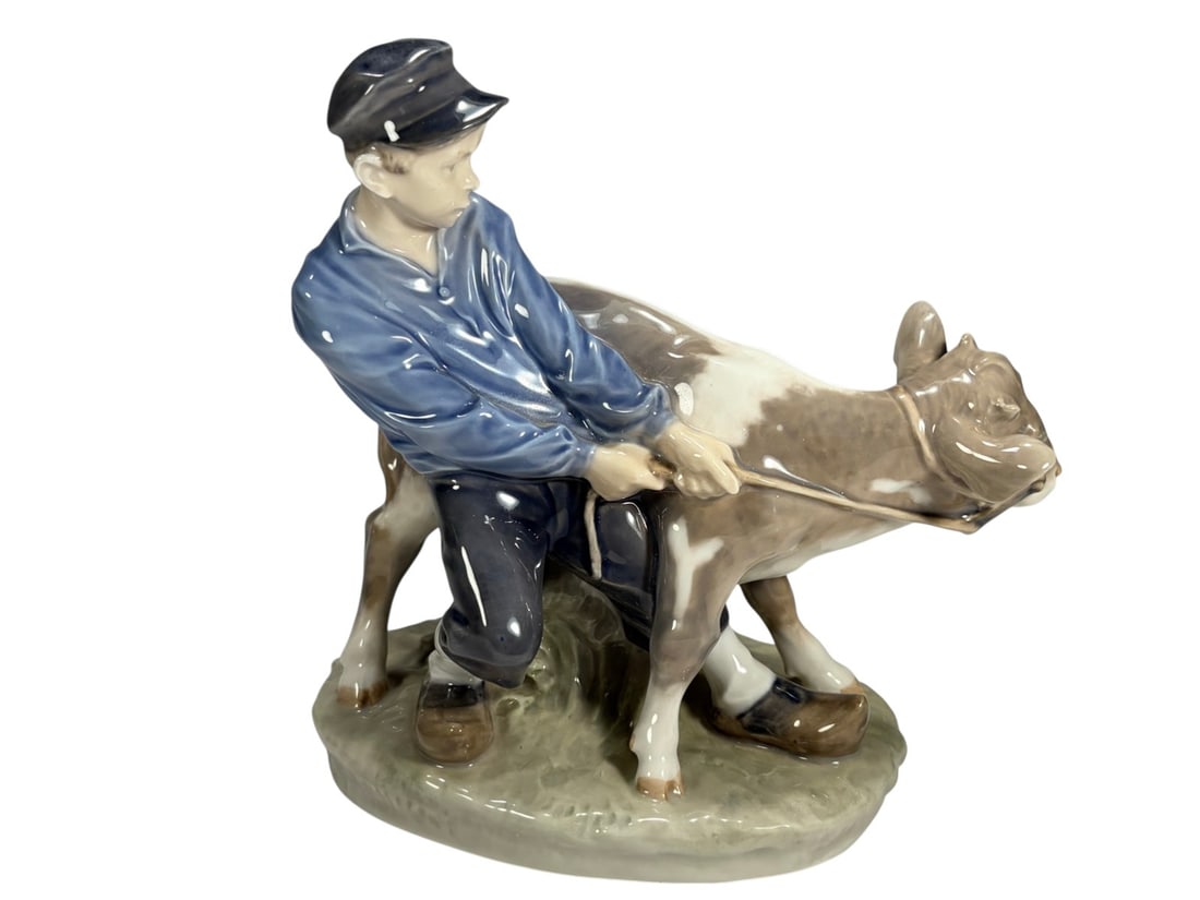 Royal Copenhagen Boy with Calf Porcelain Figurine (1 of 5)