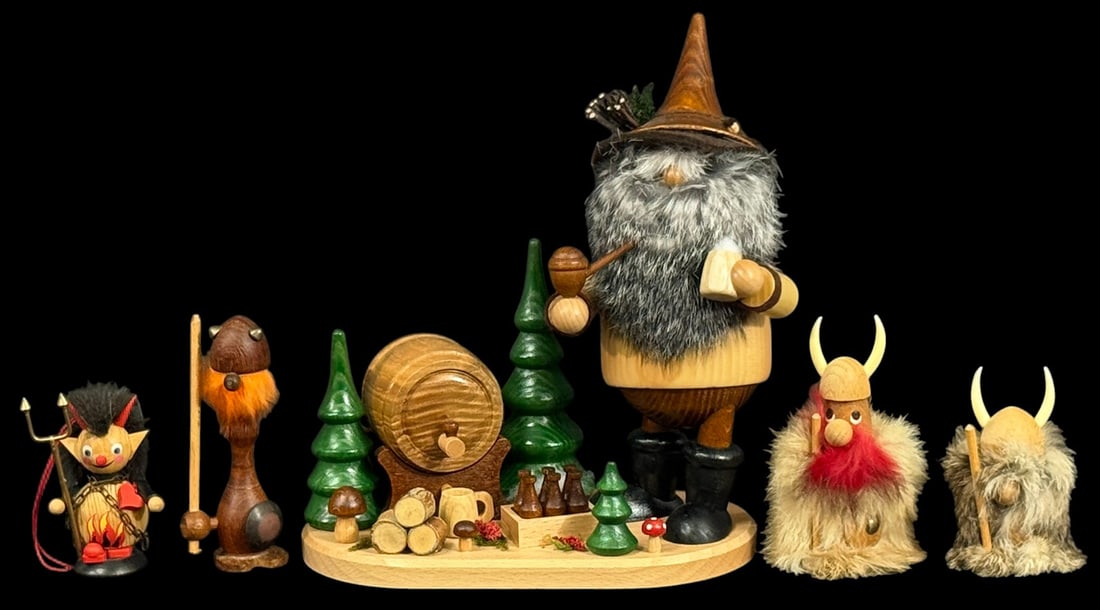 Scandinavian & German Wooden Figurines 7pc LOT (1 of 7)