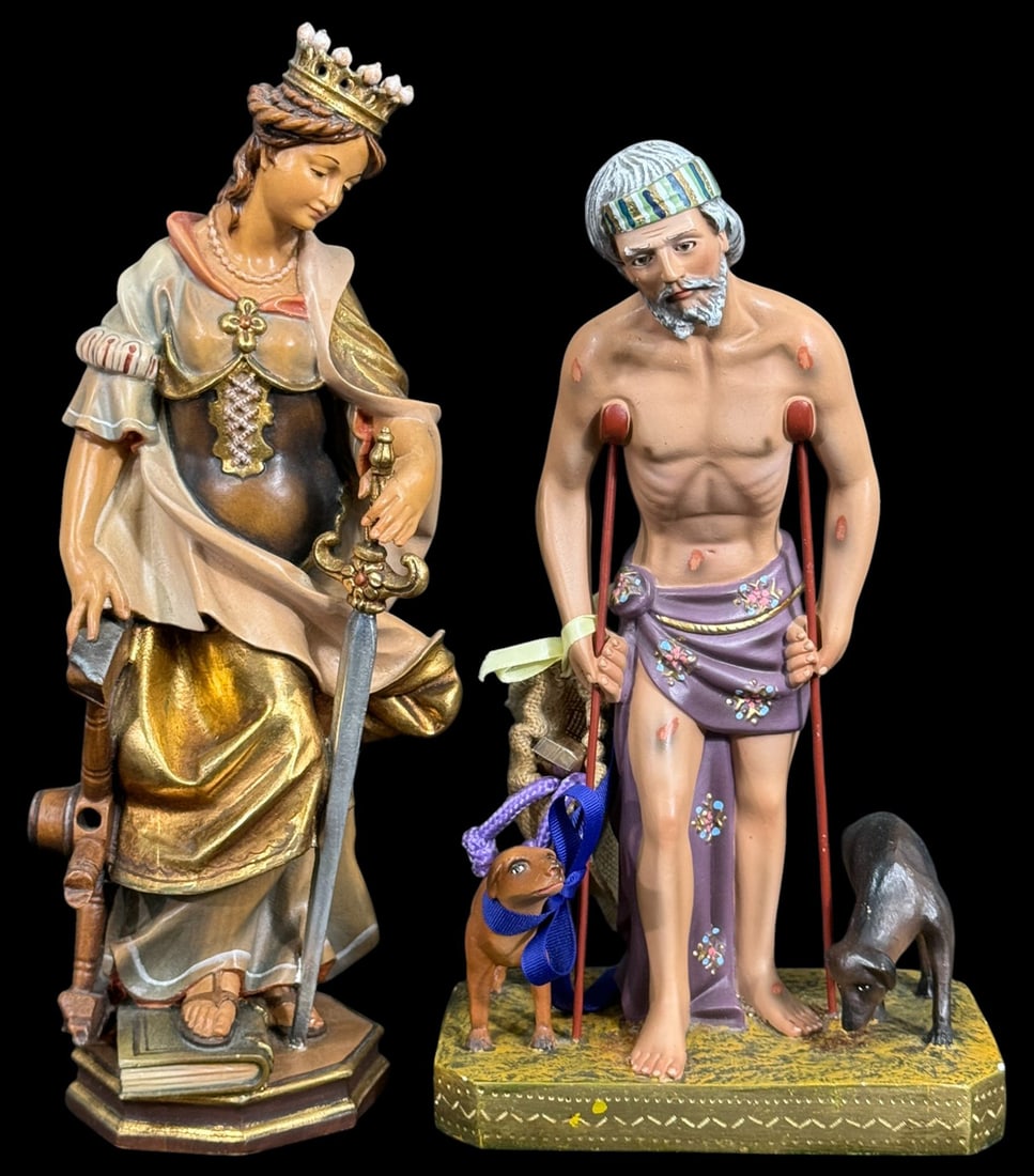 St. Roch & St. Catherine of Alexandria Statues 2pc (1 of 8)