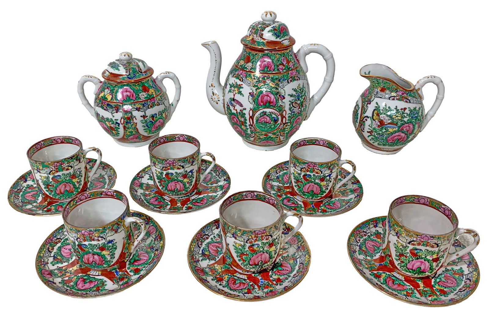 Chinese Famille Rose Porcelain Tea Set 15pc LOT (1 of 13)
