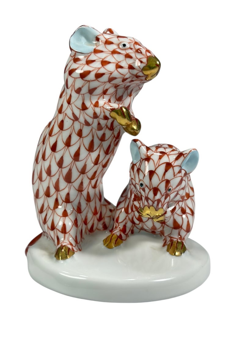 Herend Hungary Fishnet Mouse Rust Porcelain Fig (1 of 4)