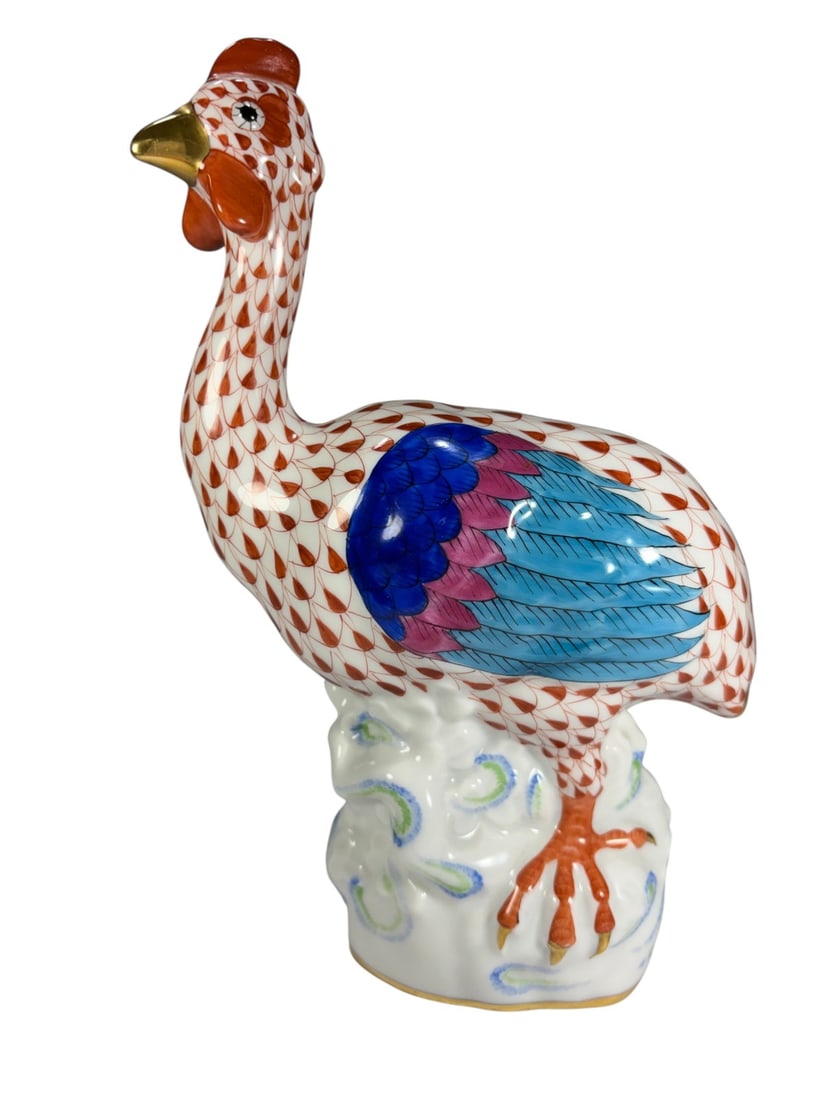 Herend Hungary Fishnet Guinea Fowl Porcelain Fig (1 of 5)