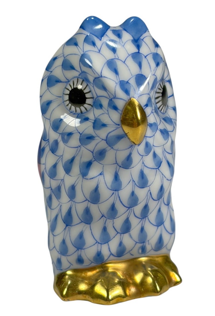 Herend Hungary Fishnet Miniature Owl Porcelain Fig (1 of 5)