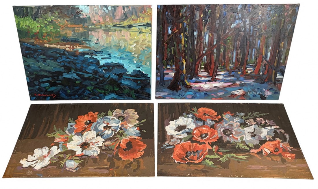 Signed Buckland & Other Oil Painting on Board 4pcs (1 of 6)