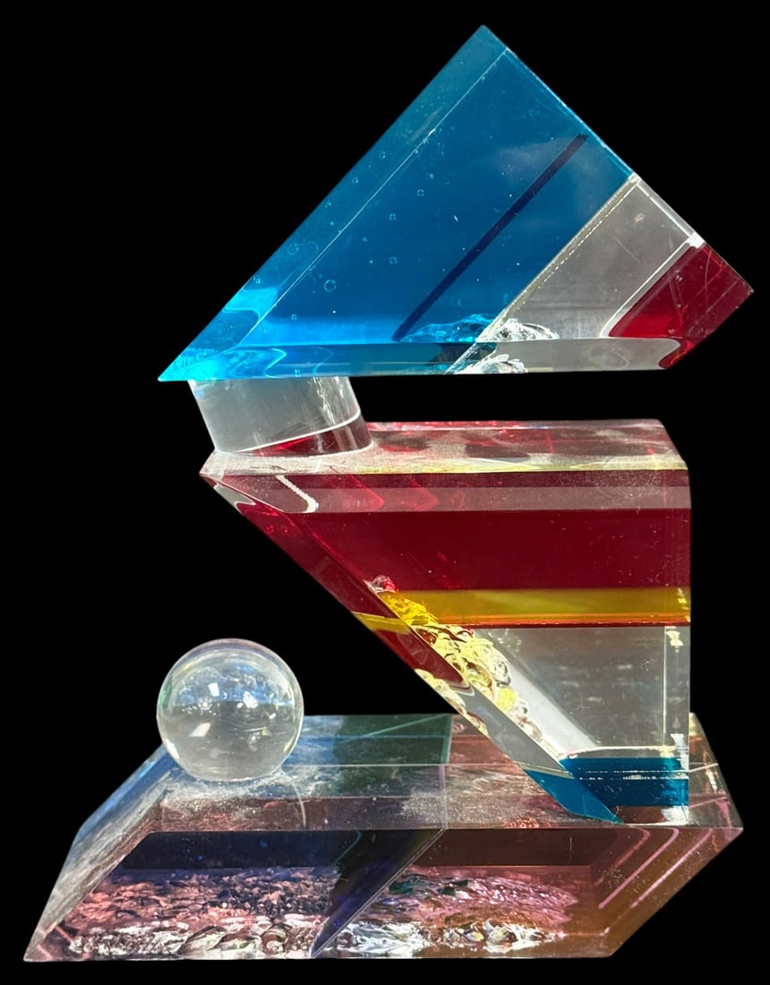 1998 Geometric Acrylic Lucite Sculpture SIGNED (1 of 6)
