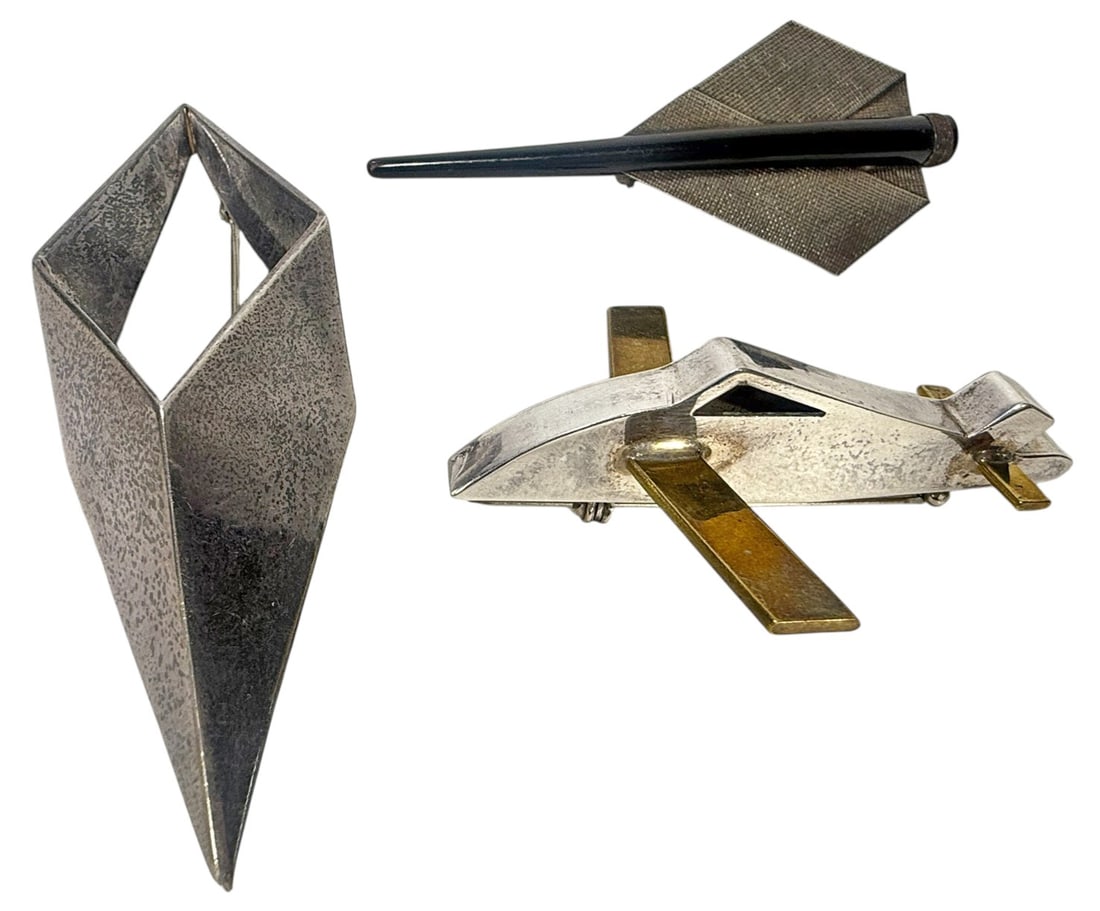 Zina, Ken Loeber & Airplane Sterling Brooches 3pcs (1 of 7)