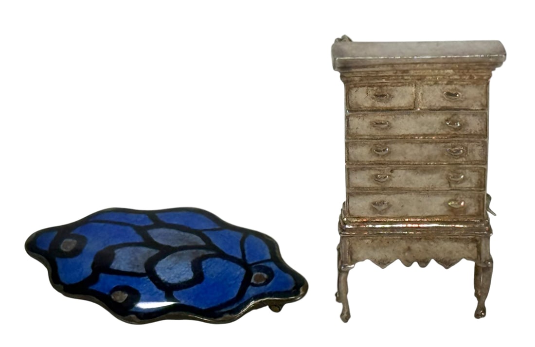 Sterling Mini Highboy, Arts/Crafts Enamel Brooches (1 of 8)