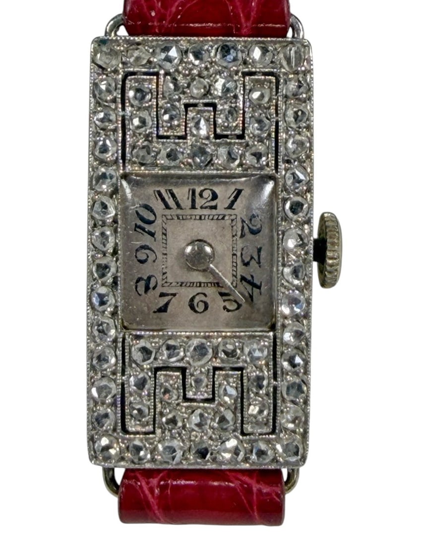 Art Deco Platinum & Diamonds French Watch Owl Mark (1 of 8)