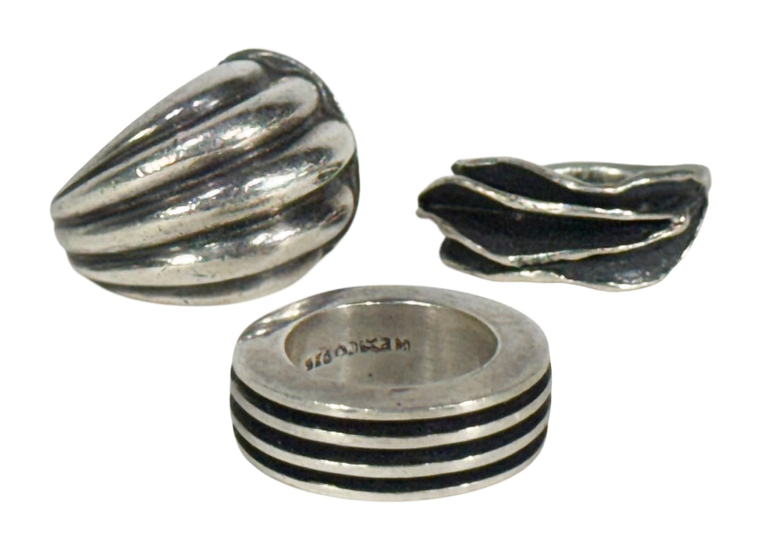 Modernist Sterling Silver Rings 3pc LOT 40.5 GRAMS (1 of 6)