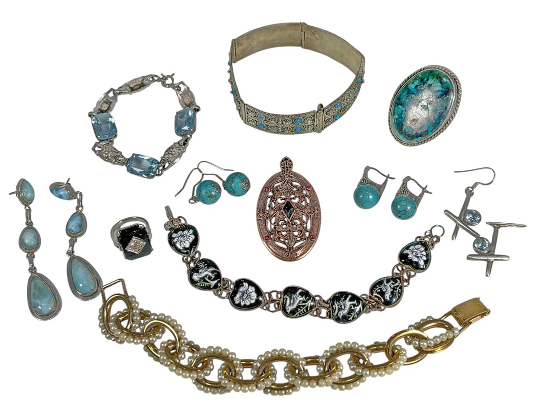 Sterling 925 Earrings Bracelets Ring Broche 15pcs (1 of 6)