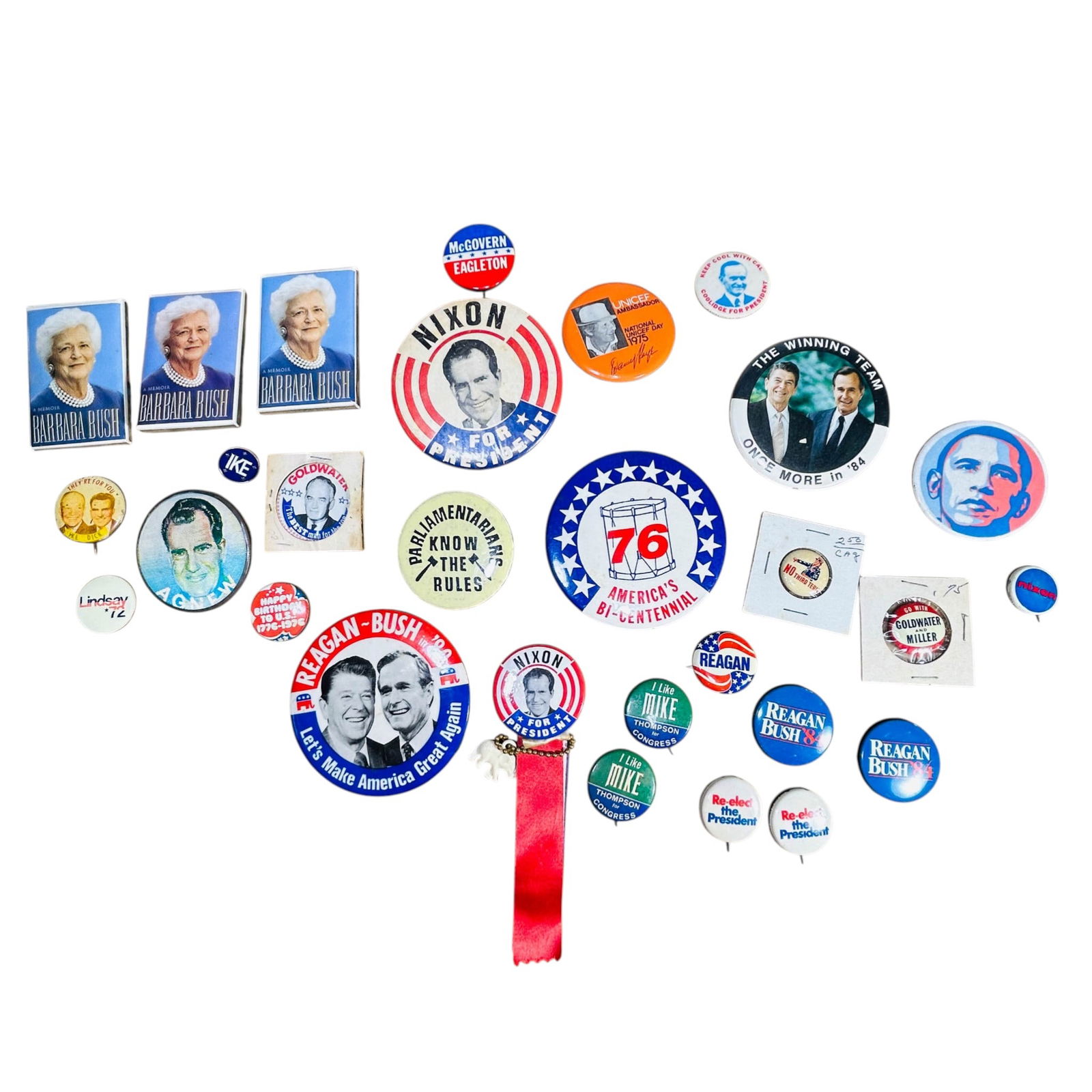 US Political Presidential Campaign Button Pin LOT (1 of 8)