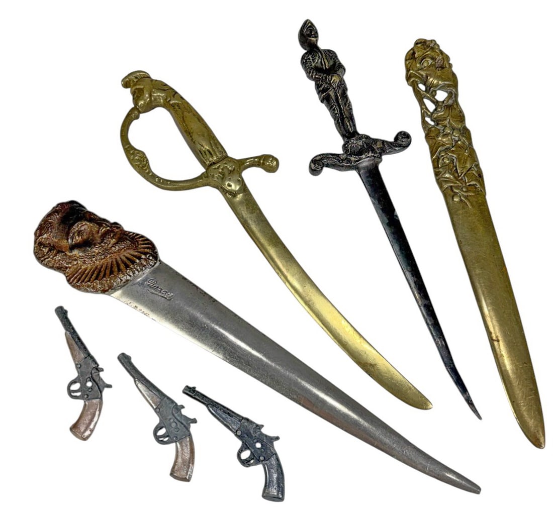 VTG Bronze Letter Openers & Mini Pistols 7pc LOT (1 of 5)