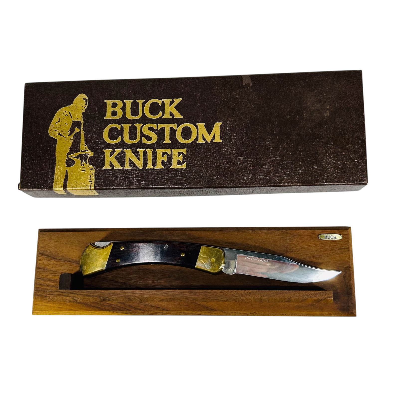 Buck 110 Custom Knife LE 640/1500 Box COA & Stand (1 of 10)