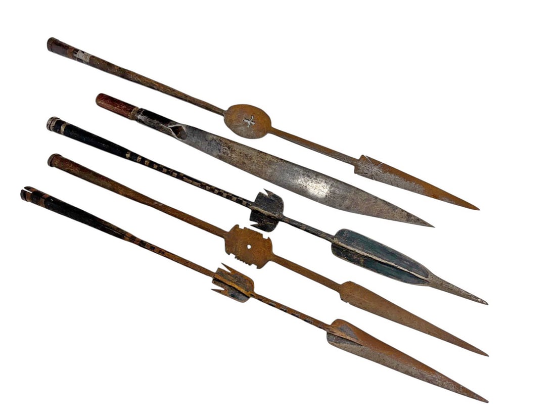 Vintage African Tribal Metal Iron Spears 5pc LOT (1 of 7)