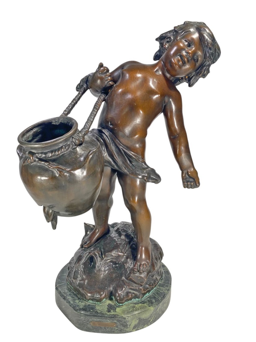 Child w/ Vessel Bronze Sculpture after A. Moreau (1 of 8)