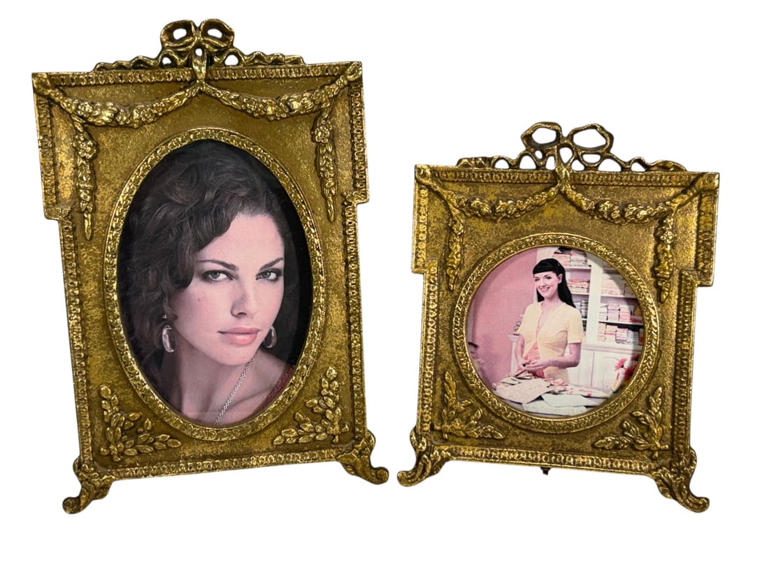 Victorian Style Gilt Metal Picture Frames 2pc LOT (1 of 5)