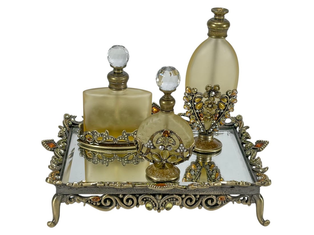 Jay Strongwater Style Perfume Bottles & Tray 4pcs (1 of 7)